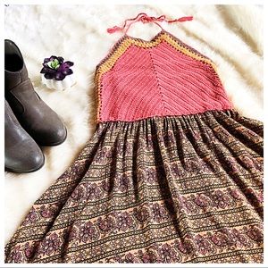 NWT American Rag Boho Crocheted Halter Dress Sz M